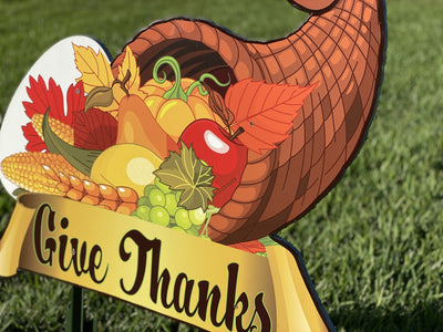 Outdoor cornucopia Thanksgiving Yard Art