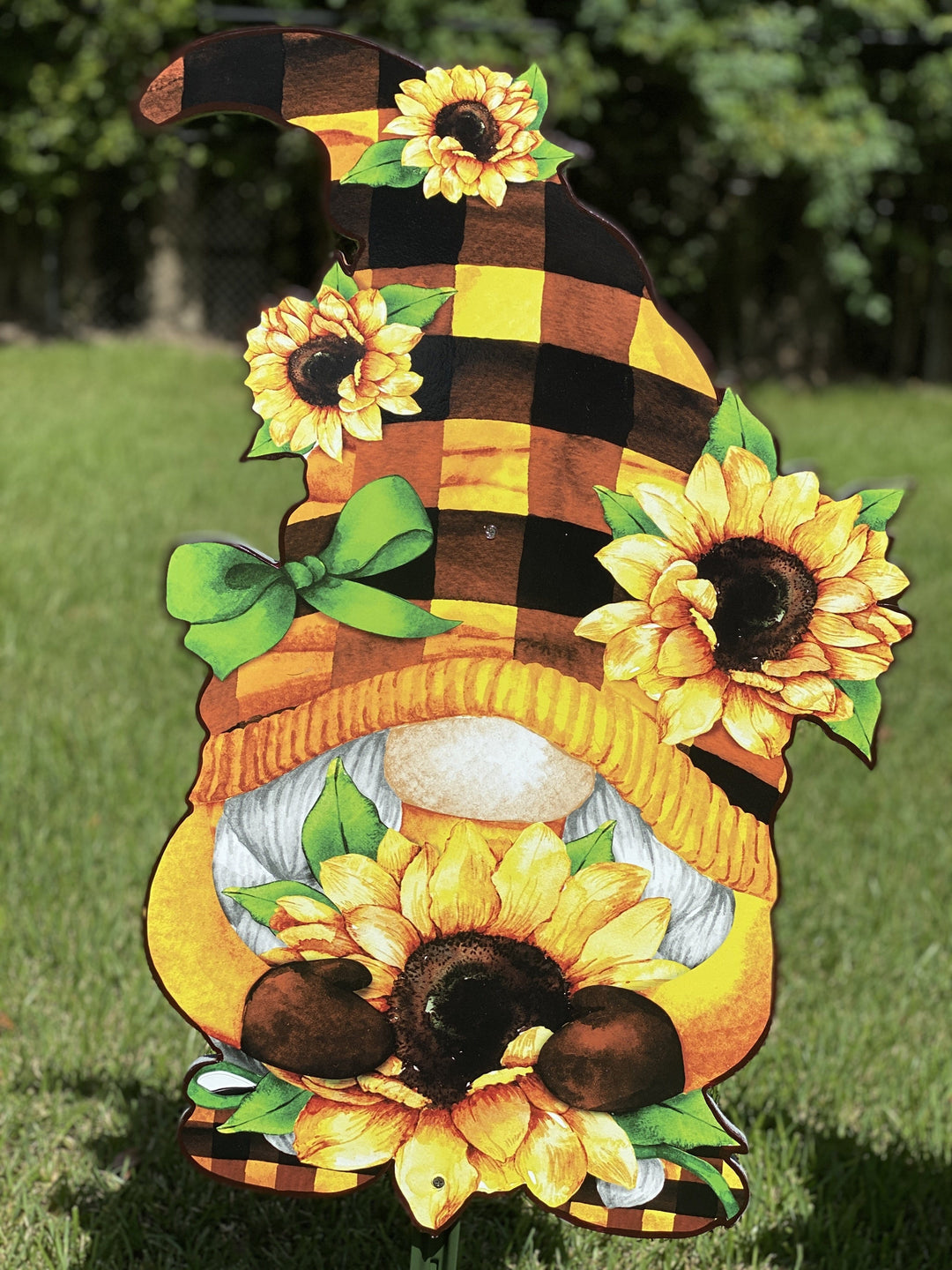 Three Sunflower Gnomes Yard Art Decoration-Sold Separately