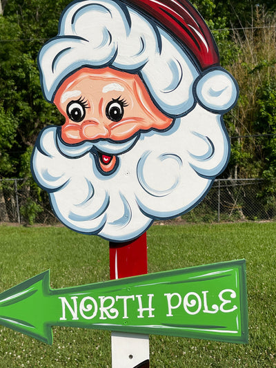 Christmas Santa Pole with Three Signs Yard Art Decoration