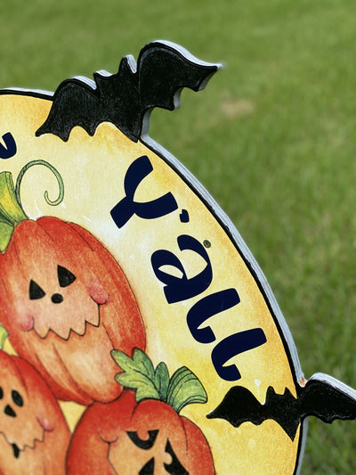 Pumpkin and Bat Halloween Yard Art