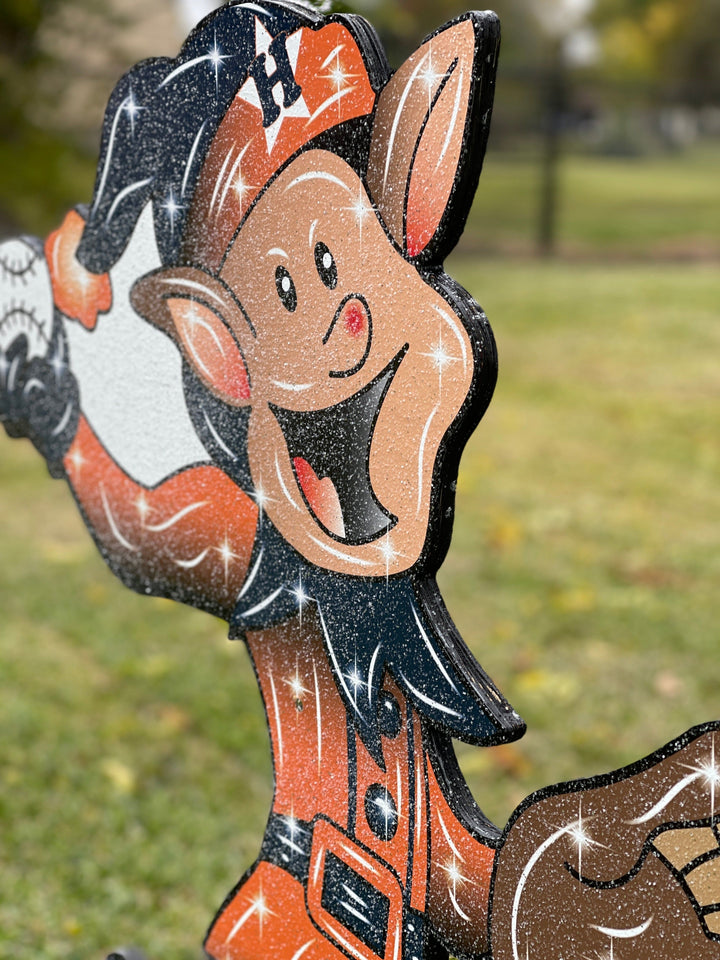 Christmas Astros Elf Playing Baseball Christmas yard sign