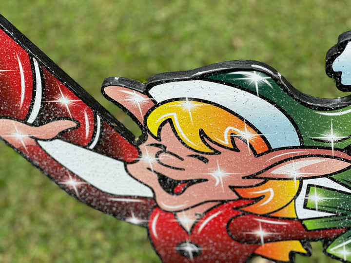 Megaphone Christmas Cheerleader with Blonde Hair Color Yard Decoration