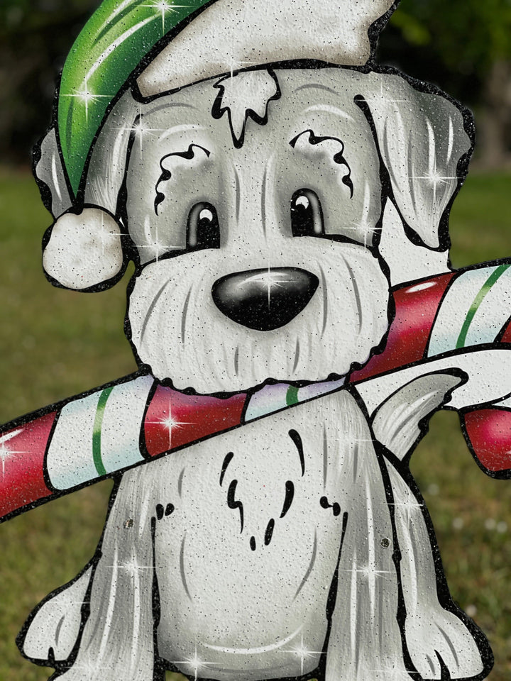Christmas Cane Dog yard art decoration