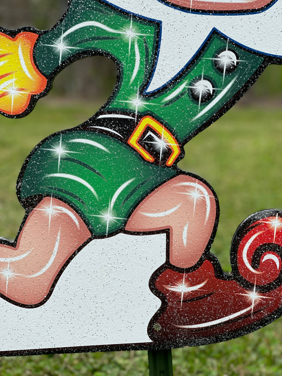 Christmas Elf Playing Football Yard Art