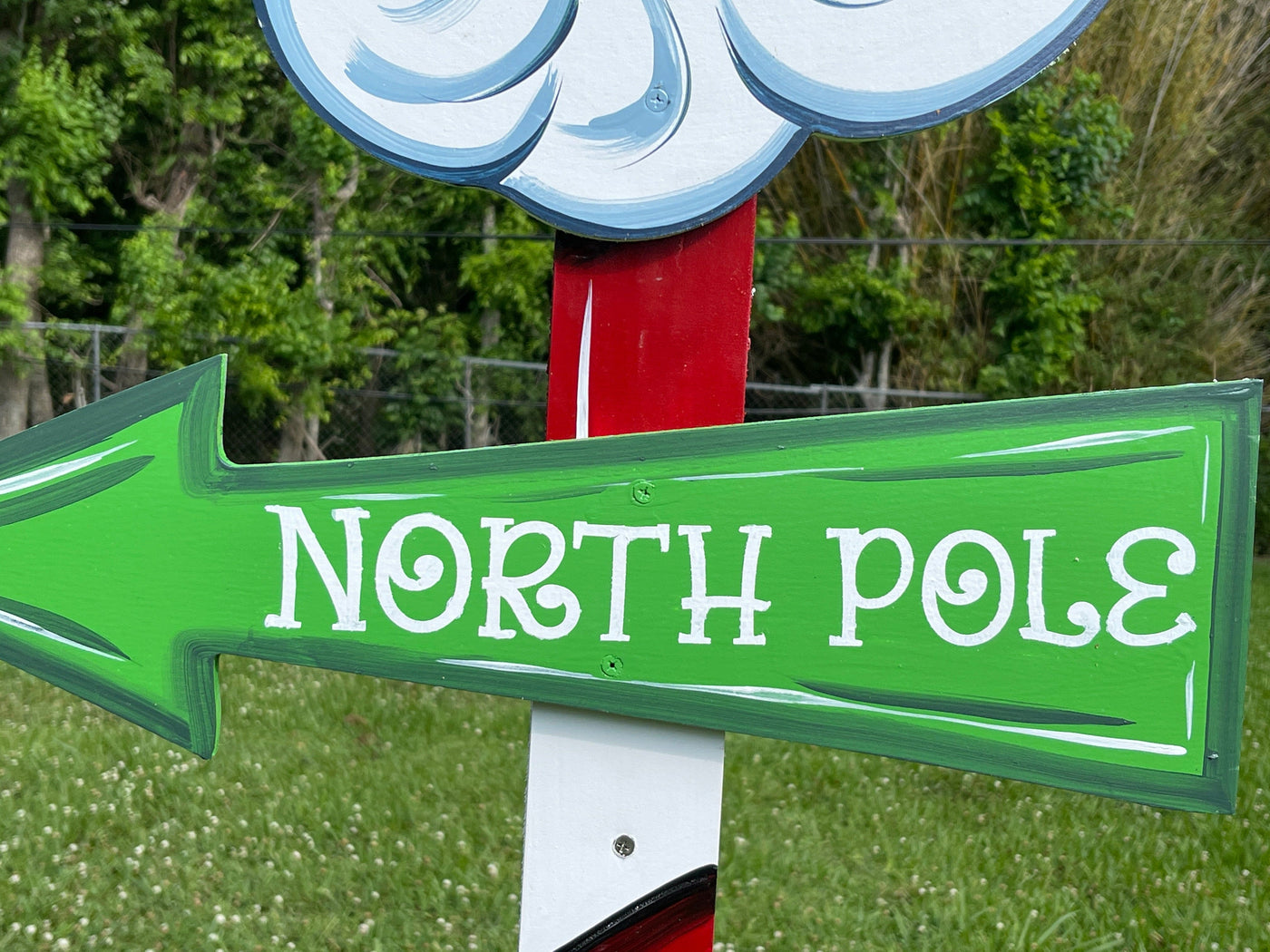 Christmas Santa Pole with Three Signs Yard Art Decoration