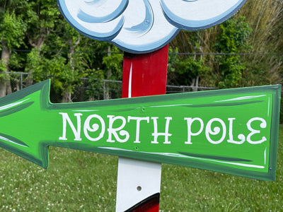 Christmas Santa Pole with Three Signs Yard Art Decoration