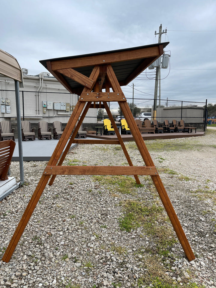 A-frame with roof for patio swing