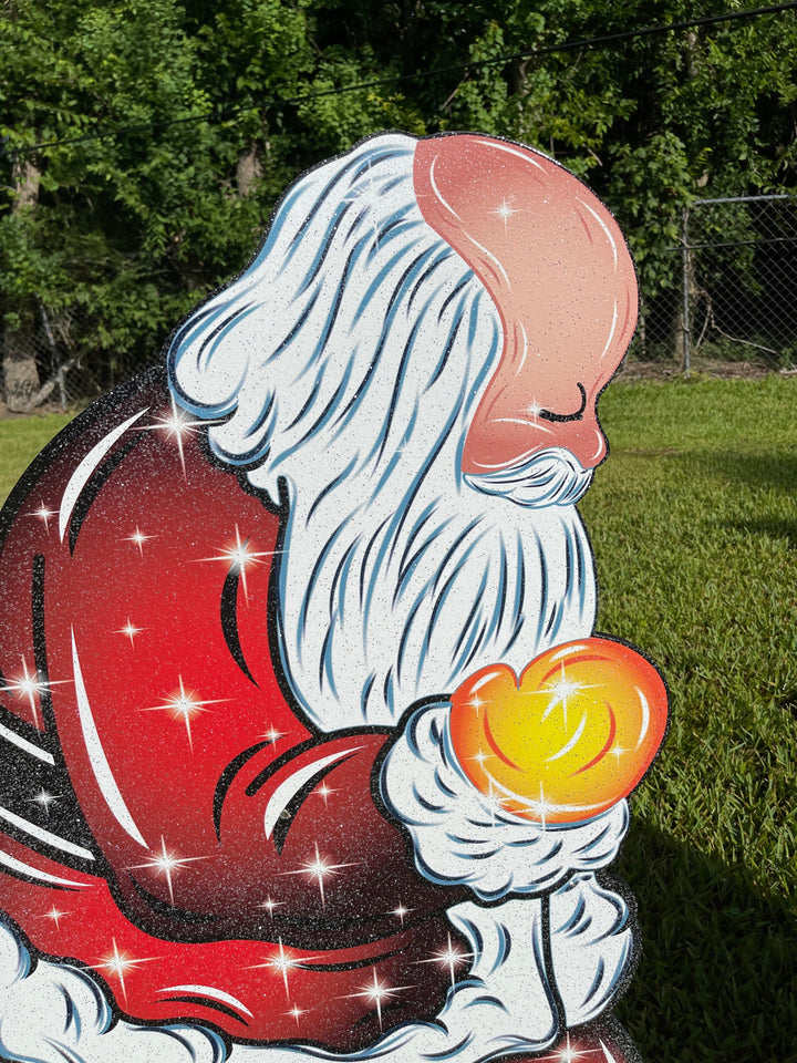Christmas Praying Santa over Baby Jesus Yard Decor
