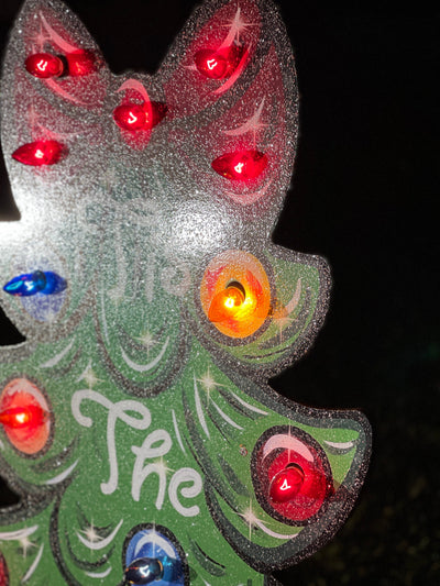 Lighted Christmas Tree Yard Art Sign