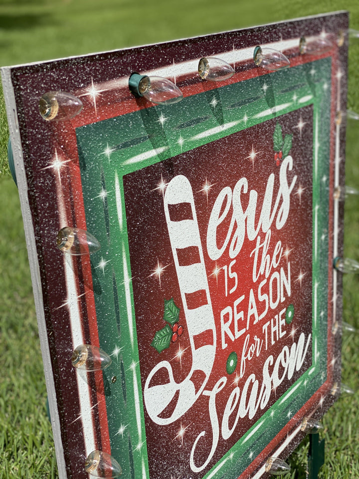 Christmas Yard Art | Jesus is the Reason lighted Christmas Sign