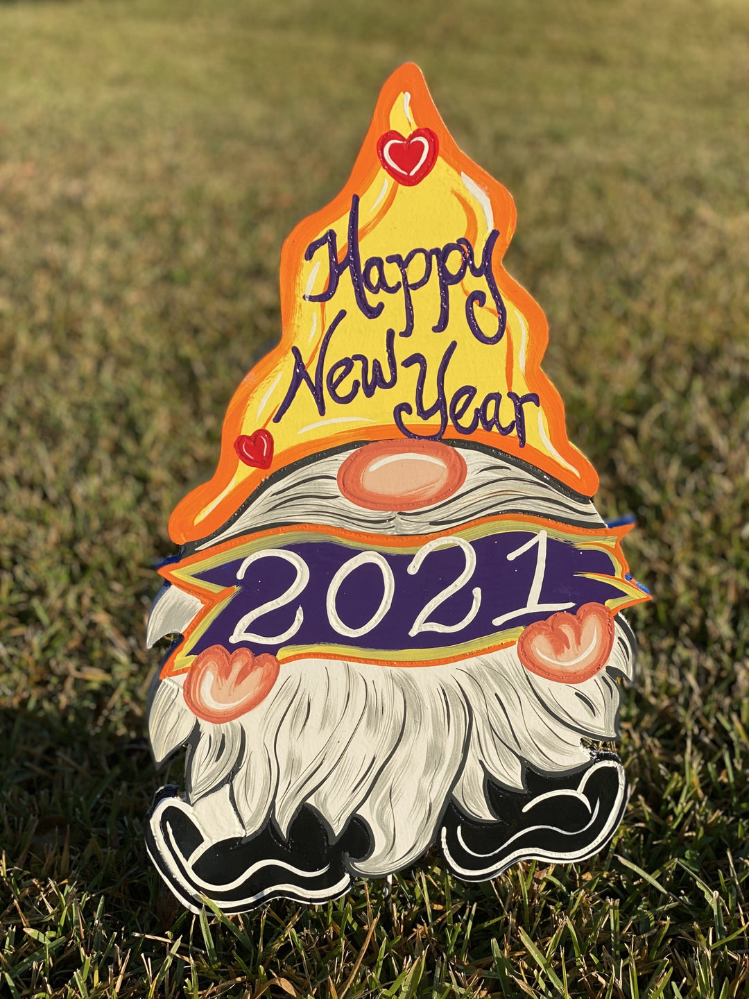 New Year's Gnome with 2021 Banner Sign