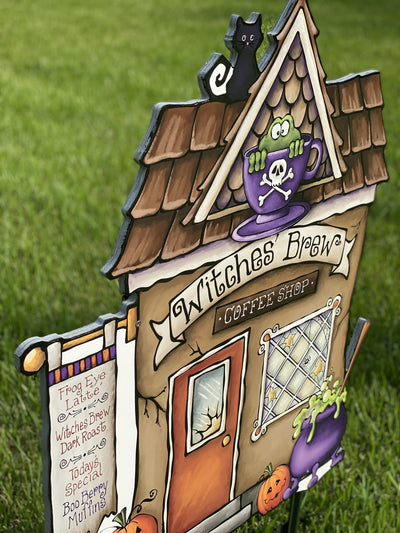Witches' Brew Coffee Shop Halloween yard art