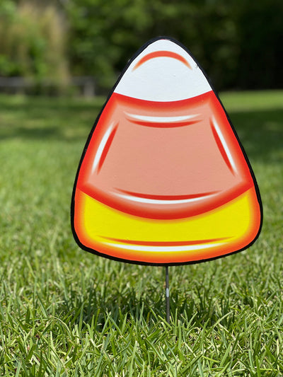candy corn painted yard art design
