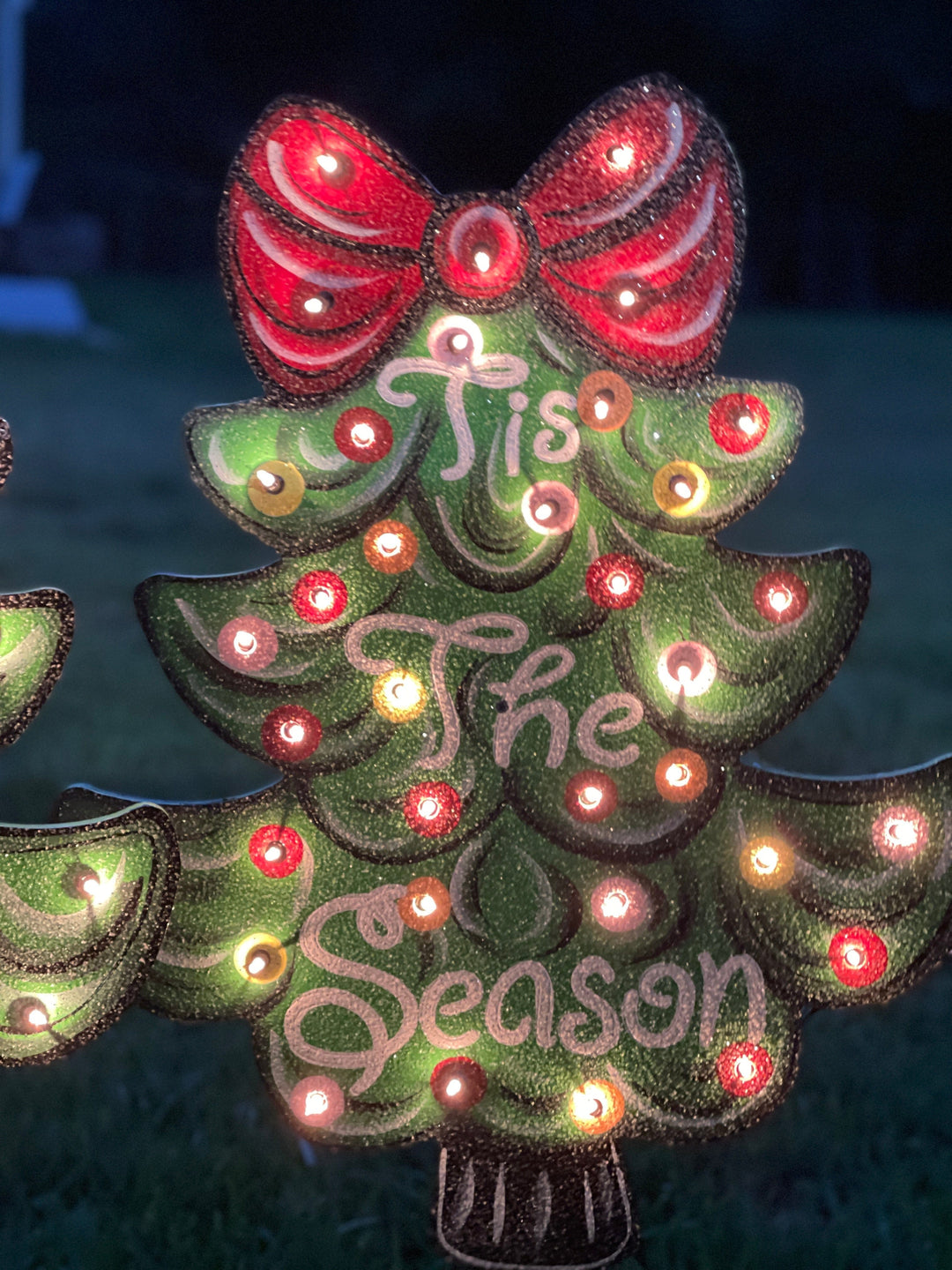 Lighted Tis the Season Tree Yard Art Decoration