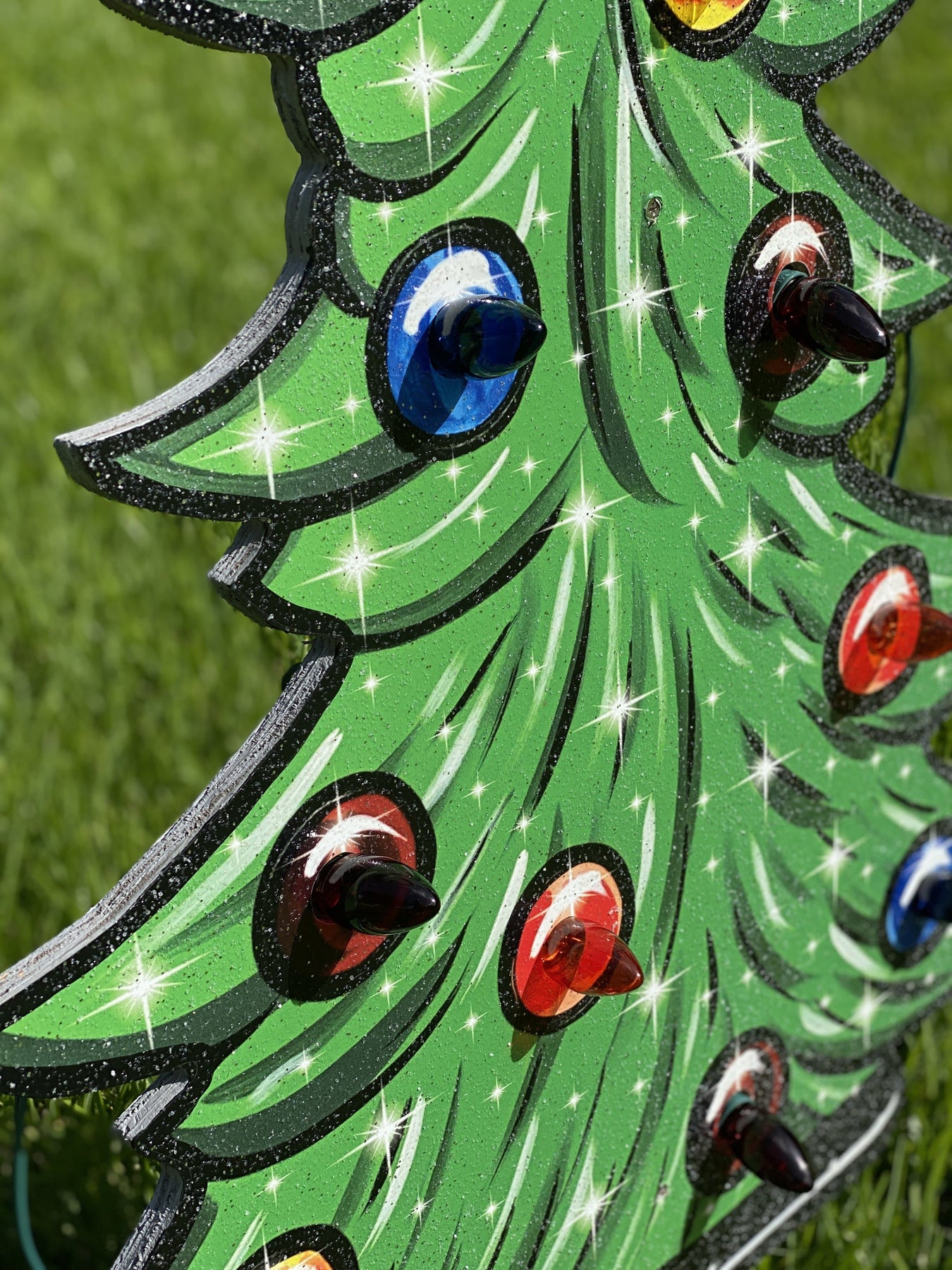 Small Lighted Christmas Tree Yard Art Christmas Yard Decor Yard Art