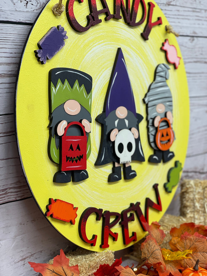 Round Halloween Candy Crew Indoor Sign Decoration