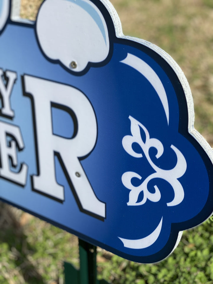 Blue Happy Easter Sign with Bunny Face