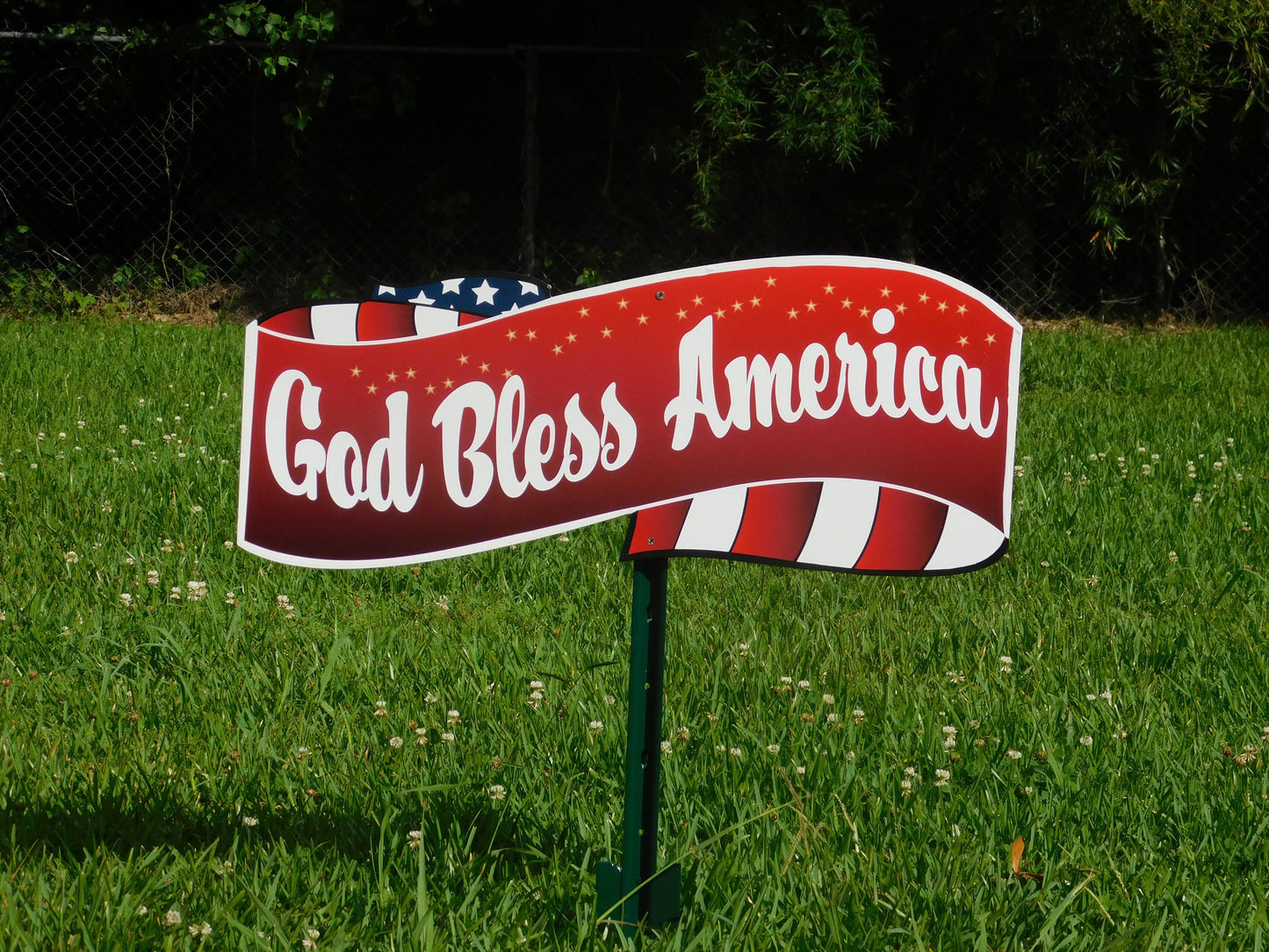 Gold Bless America Banner Yard Signs