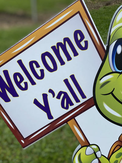 turtle welcome sign yard art