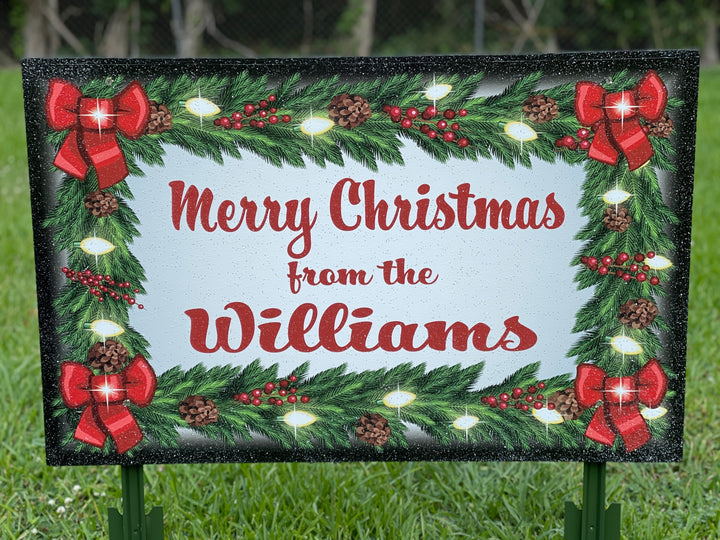 Personalized Merry Christmas Outdoor Sign