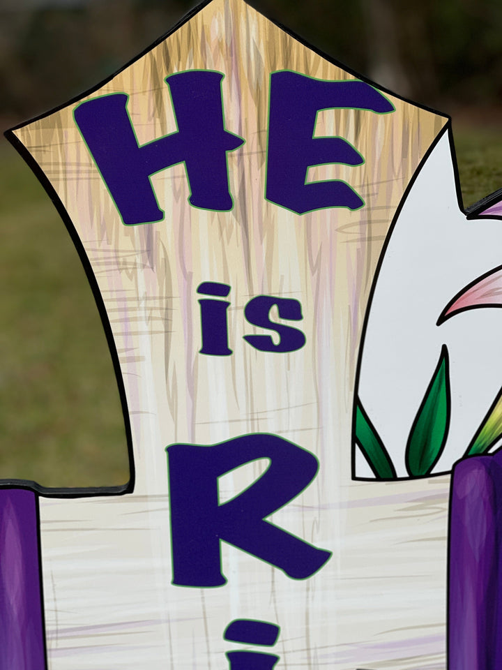 He is Risen Easter Cross yard sign