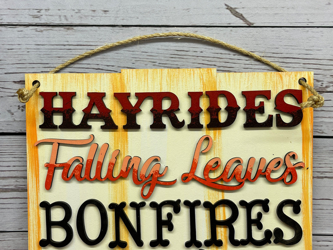 Fall Hayrides Hanging Sign Indoor Decoration