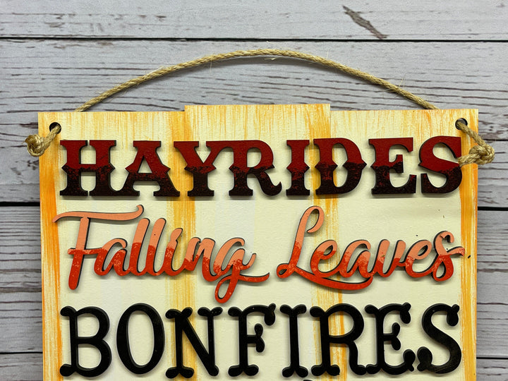 Fall Hayrides Hanging Sign Indoor Decoration