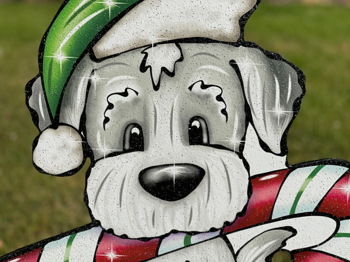 Christmas Cane Dog yard art decoration