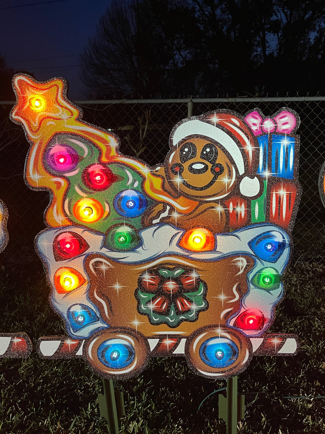 Christmas gingerbread train yard decor