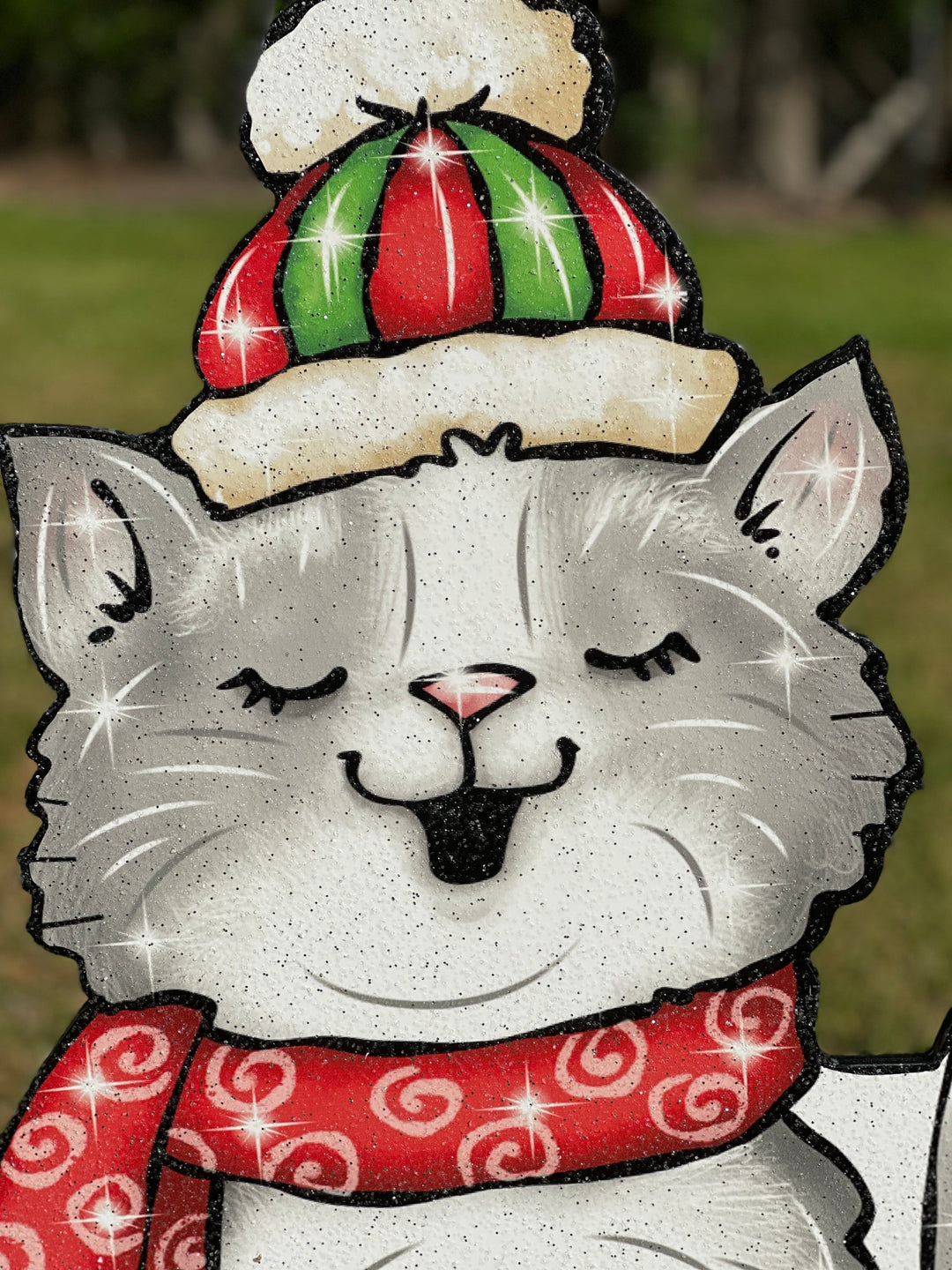 Cute Singing Christmas Kitty Yard Art Decoration