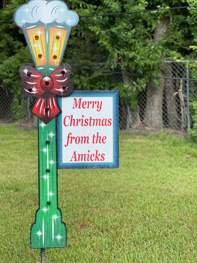 Personalized Lighted Christmas Lamp Post Sign