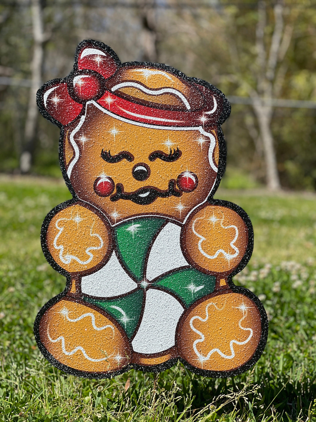 Gingerbread Baby with a Bow Christmas yard art