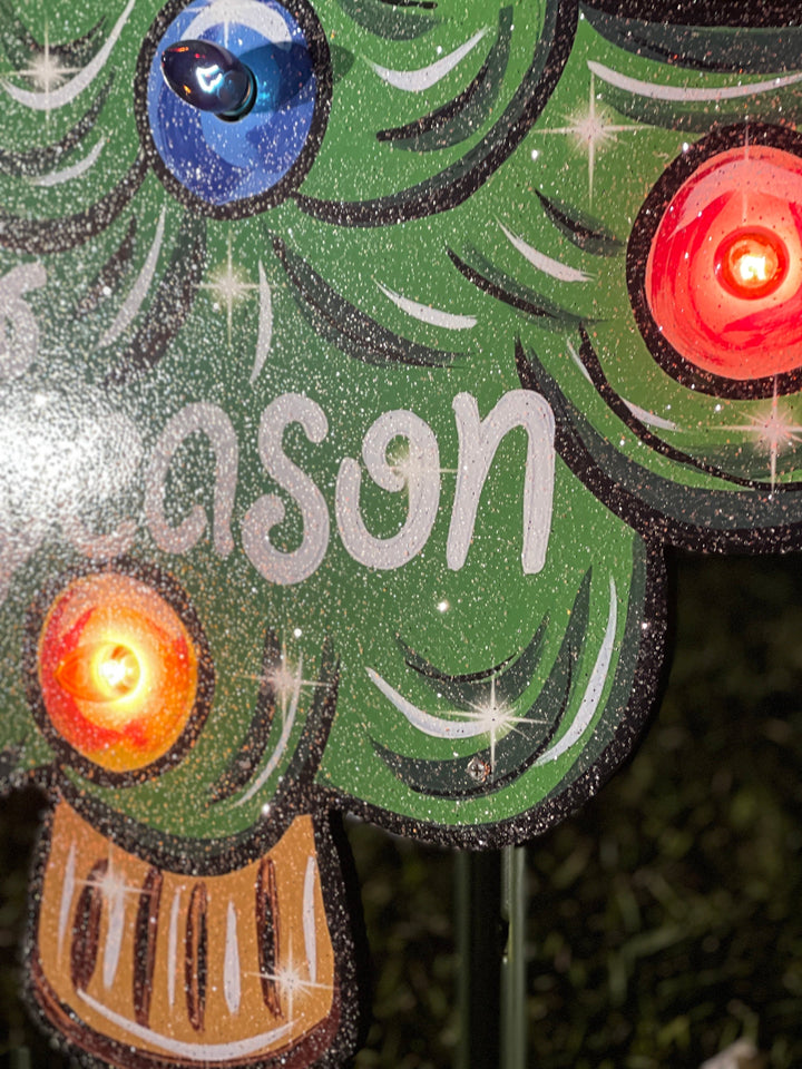 Lighted Christmas Tree Yard Art Sign