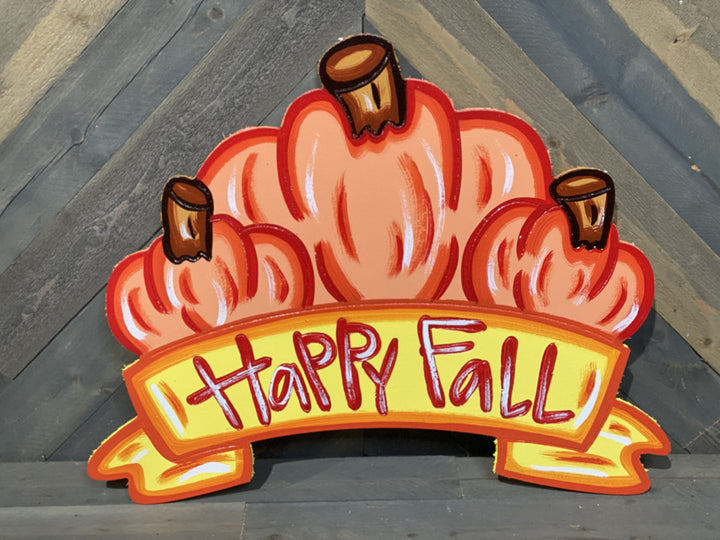 happy fall pumkin banner painted yard art design