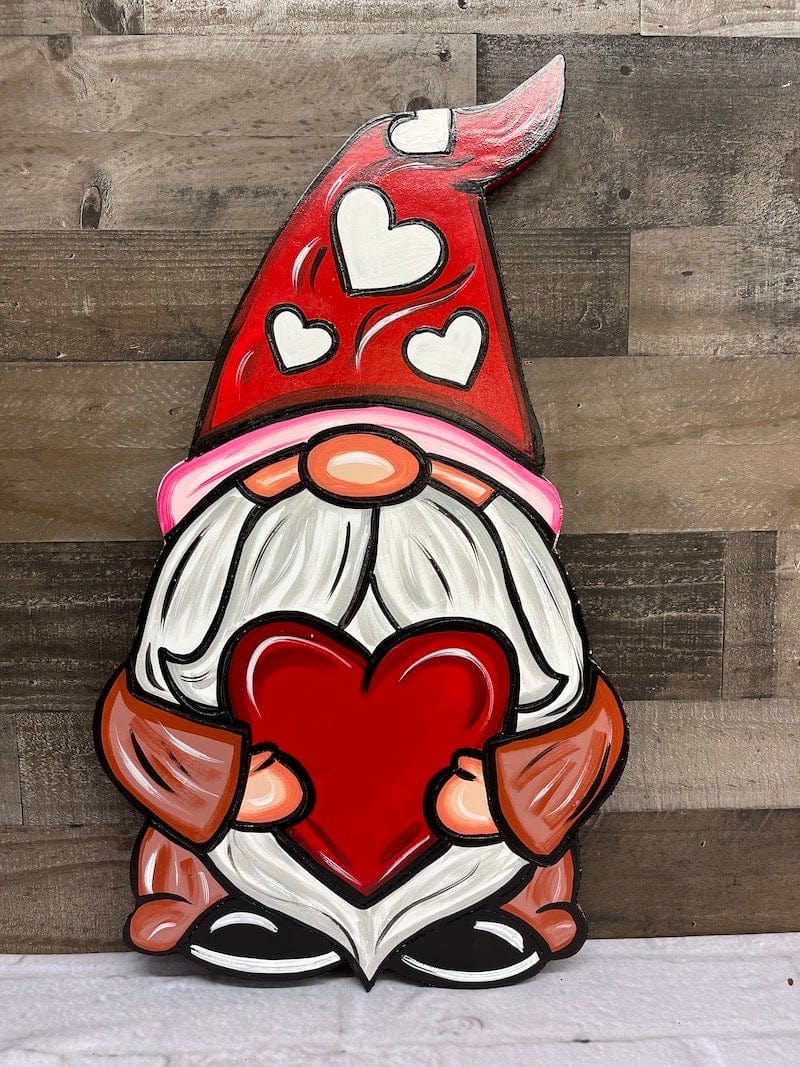 Valentine's Day Boy Gnome hold Heart Sign BLANK DIY Painted by You!