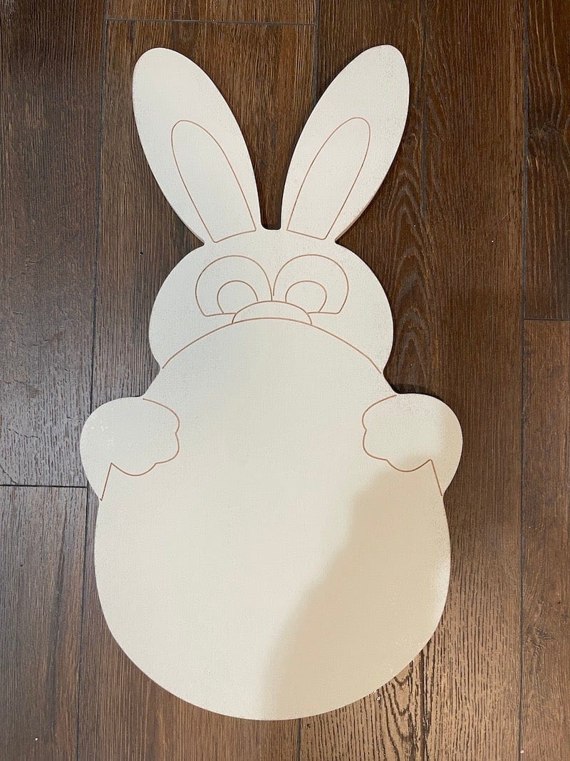 Easter Bunny Peeks Over Egg Sign BLANK DIY Painted by You!