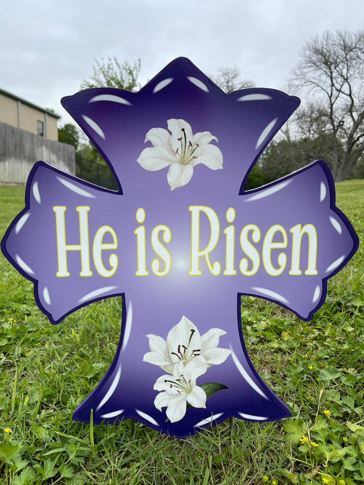 He is Risen Cross with White Lillies
