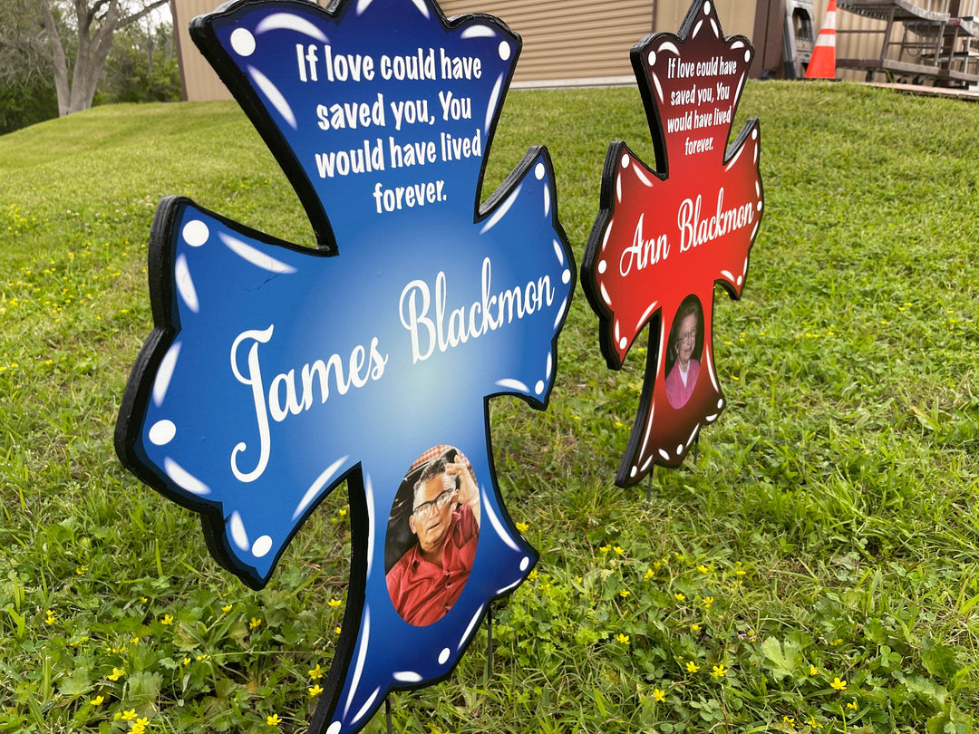 Family Memorial Cross yard art sign