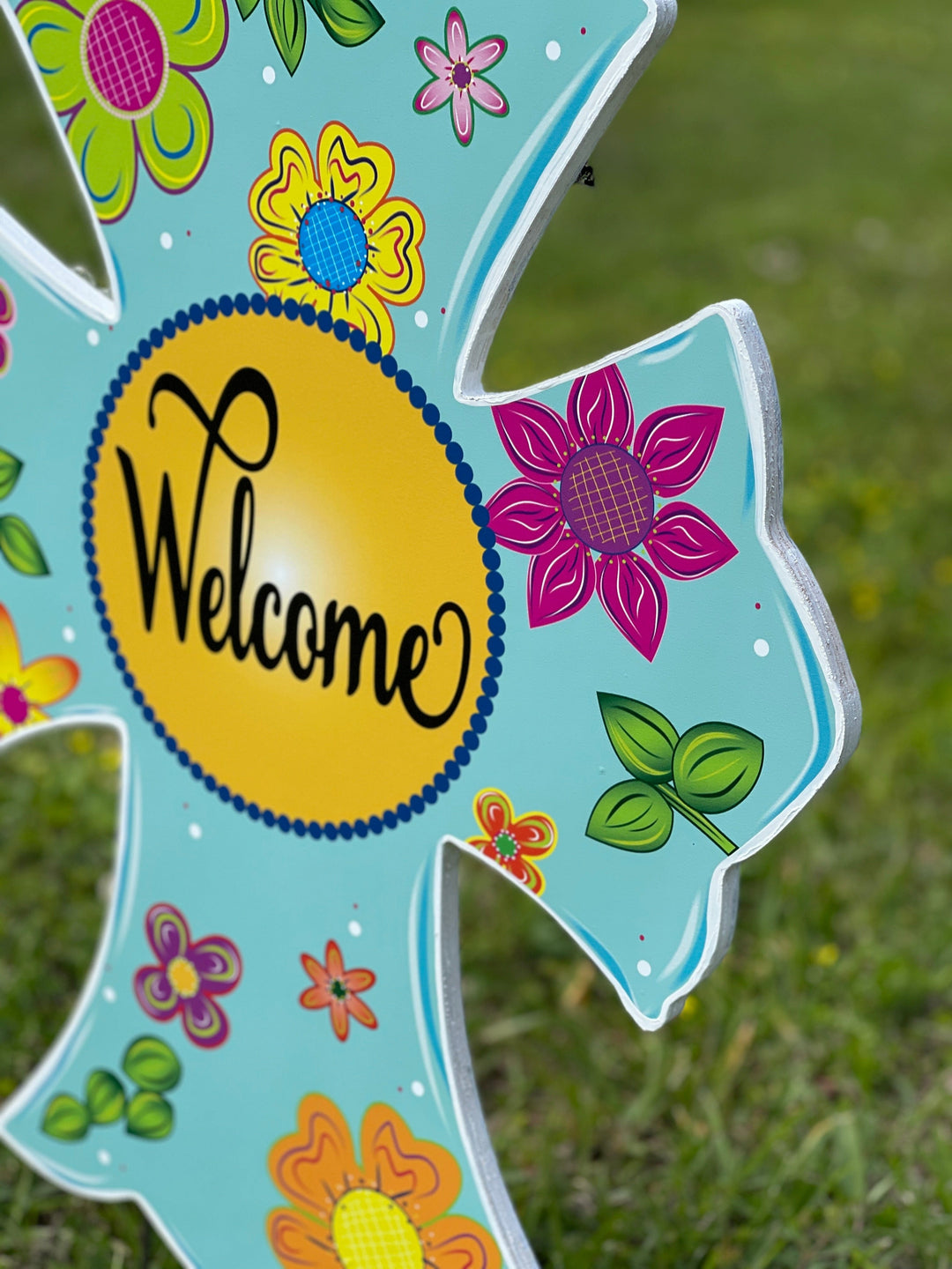 Welcome Cross Yard Art Sign