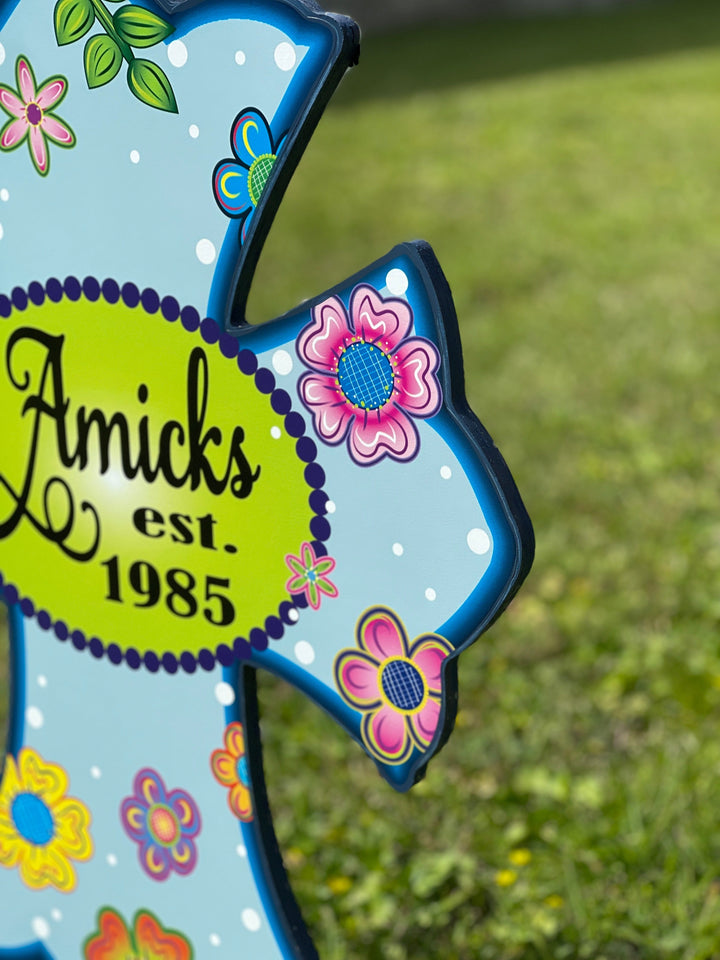 Personalized Yard Art Cross Sign