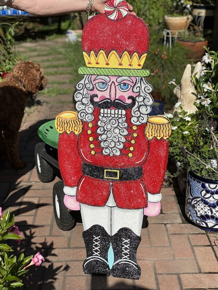 christmas nutcracker painted yard art design