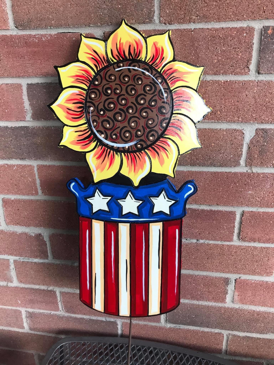 Sunflower Bunch in Patriotic Pot DIY Blank