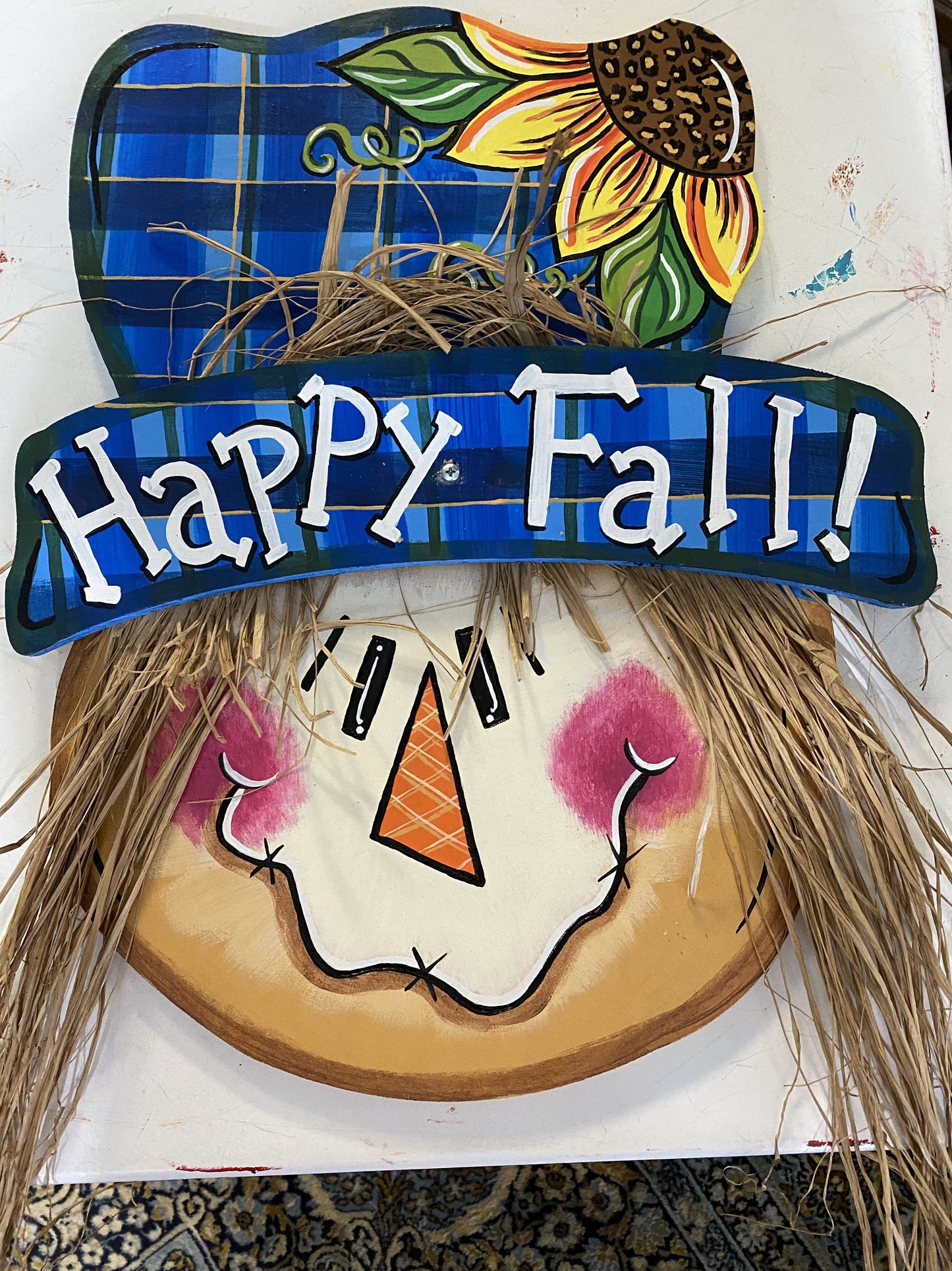 scarecrow with hat painted yard art design