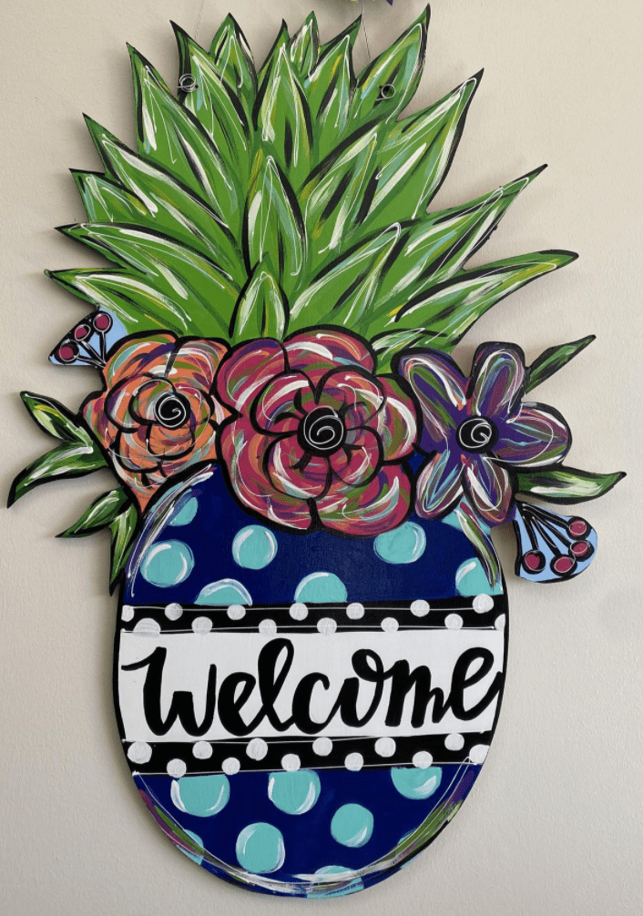 Welcome Pineapple Yard Art ready to be painted
