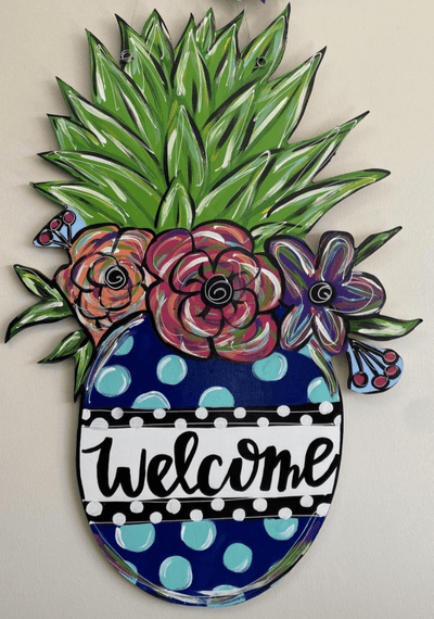 Welcome Pineapple Yard Art ready to be painted