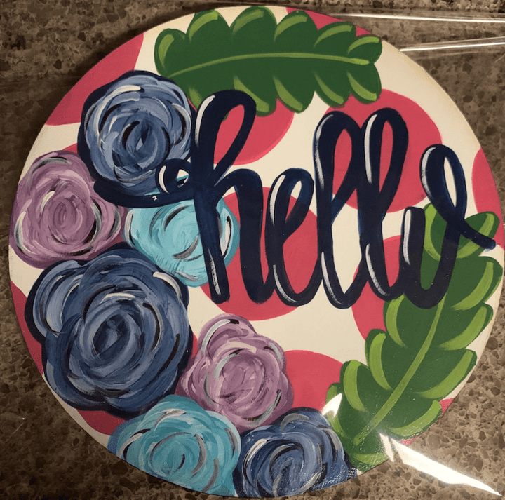 Flower Hello Round Yard Art ready to be painted