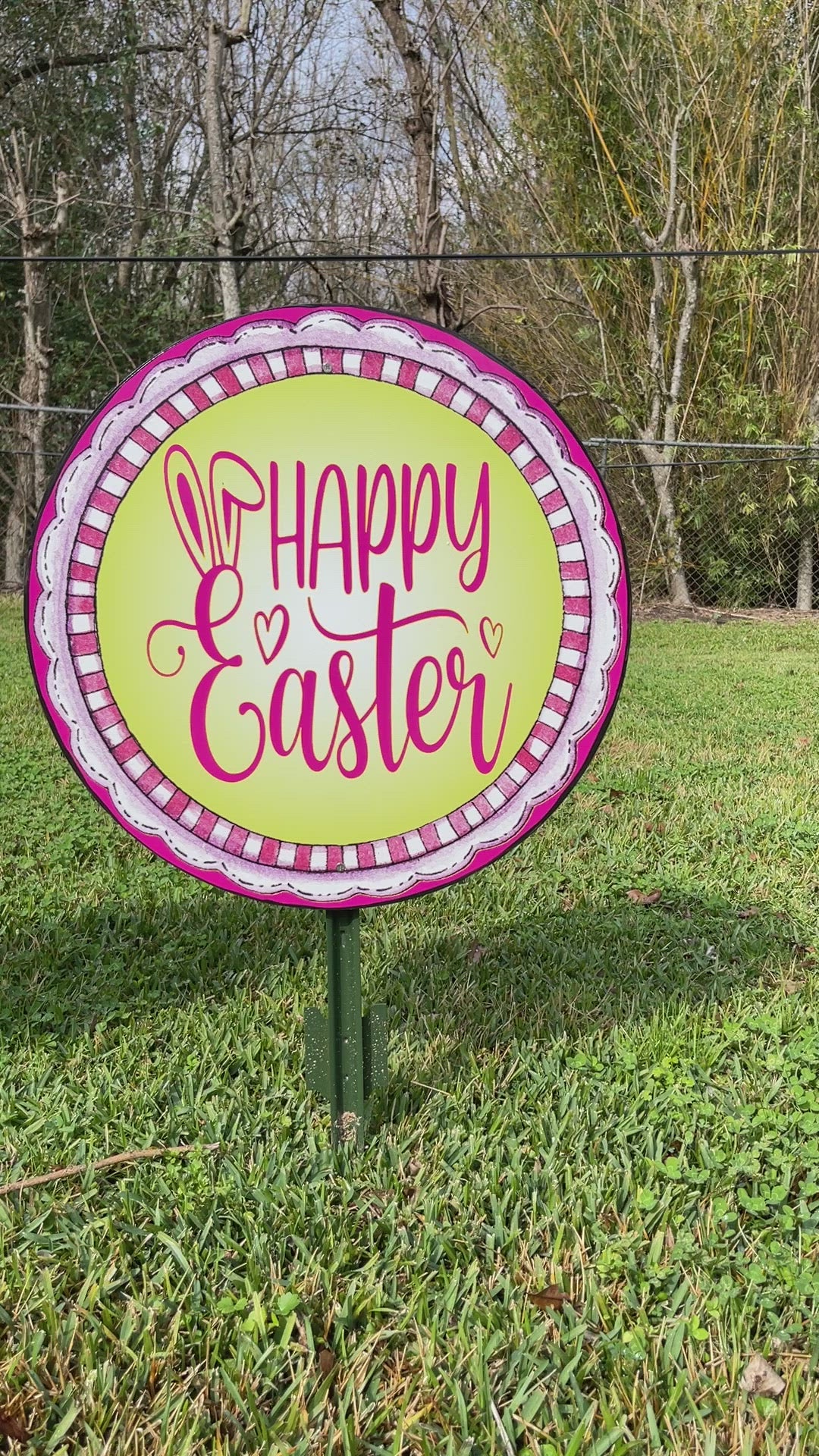 Happy Easter Round Sign Outdoor Decoration
