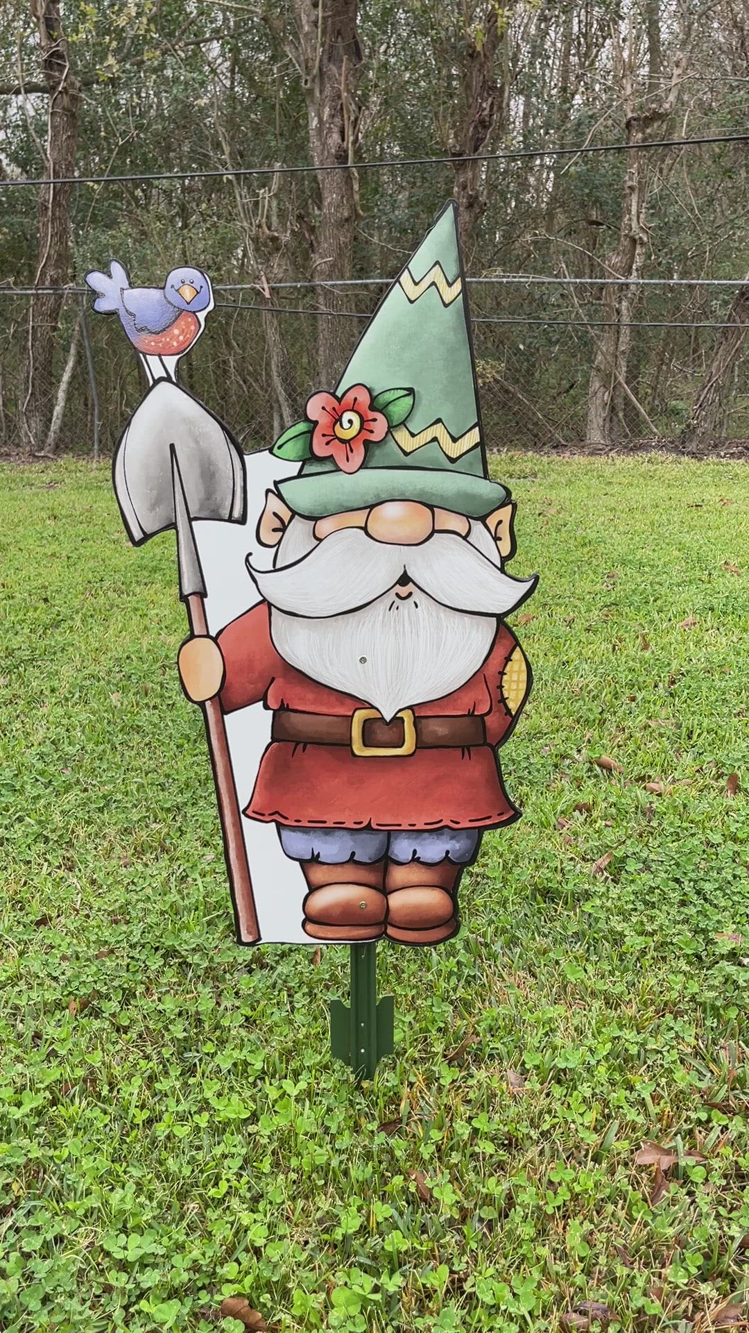 Gnome with Shovel Yard Sign  Outdoor Decoration