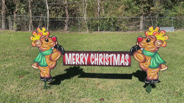 Reindeer Merry Christmas Sign
