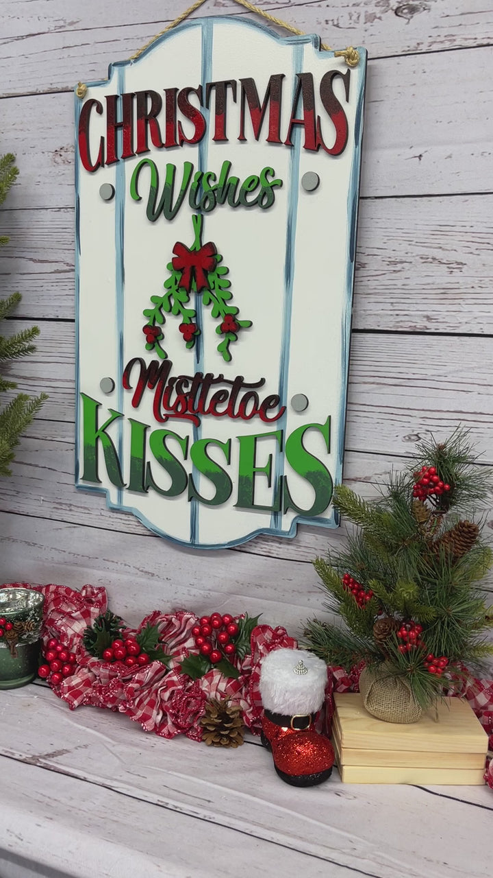 Christmas Wishes and Mistletoe Kisses Sign Blank Ready to be Painted by You